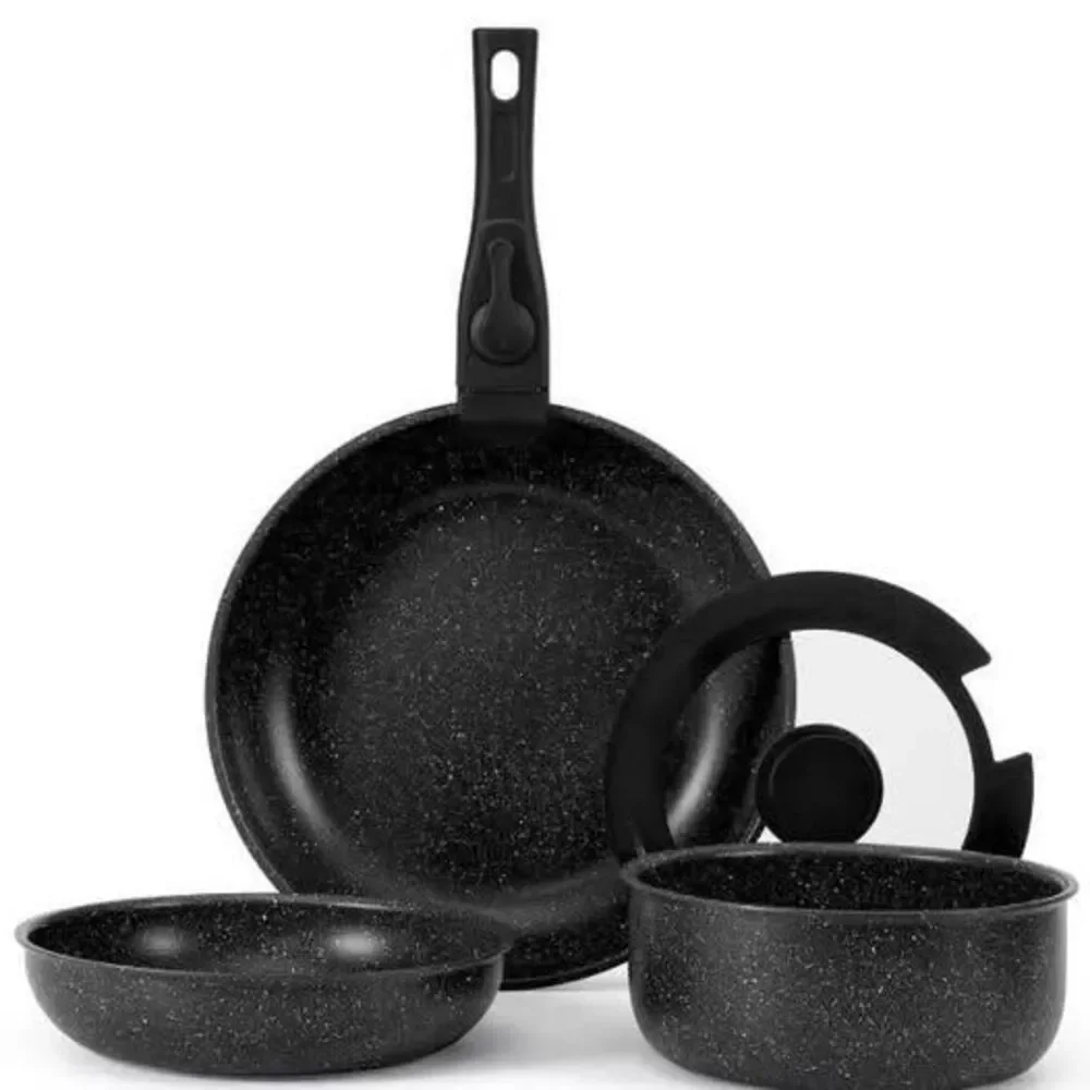 5 ps Nonstick Cookware Set with Removable Handles